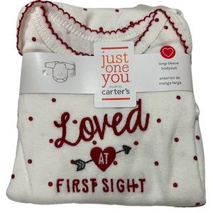 NEW Carters Loved At First Sight Long Sleeve Bodysuit Heart Glitter Polka Dots